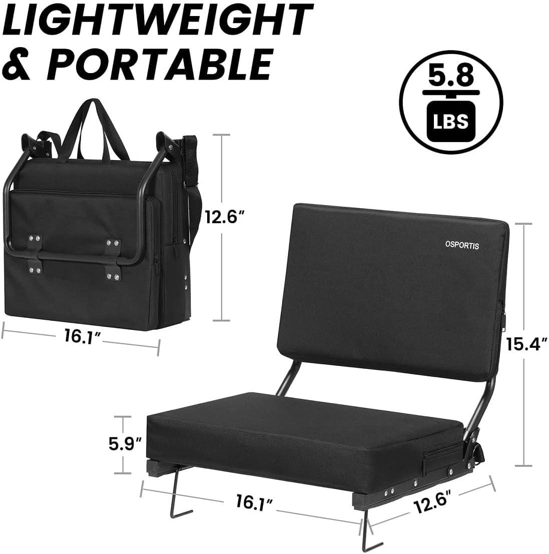  LEVABE Portable Stadium Seat Cushion, Lightweight Seat Pad  with Backrest