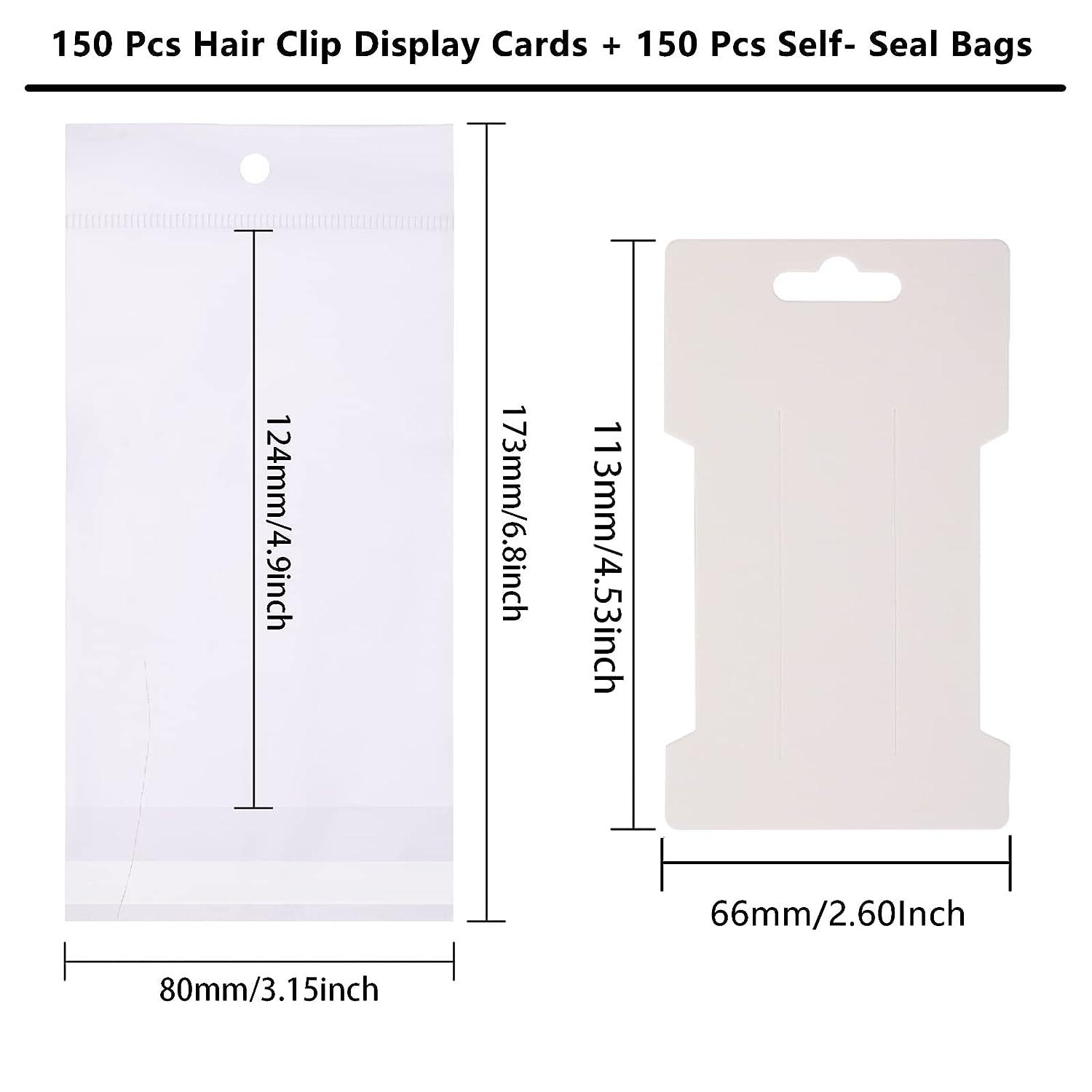 150 Pcs Hair Clip Display Cards with 150 Pcs Self- Seal Bags Hair Bow Holder  Cards Hair Barrettes Jewelry Display Holder White Cardboard for Selling