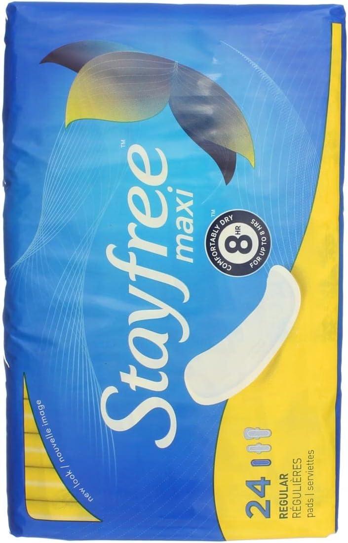 Stayfree Regular Maxi Pads 6 packs of 24 count