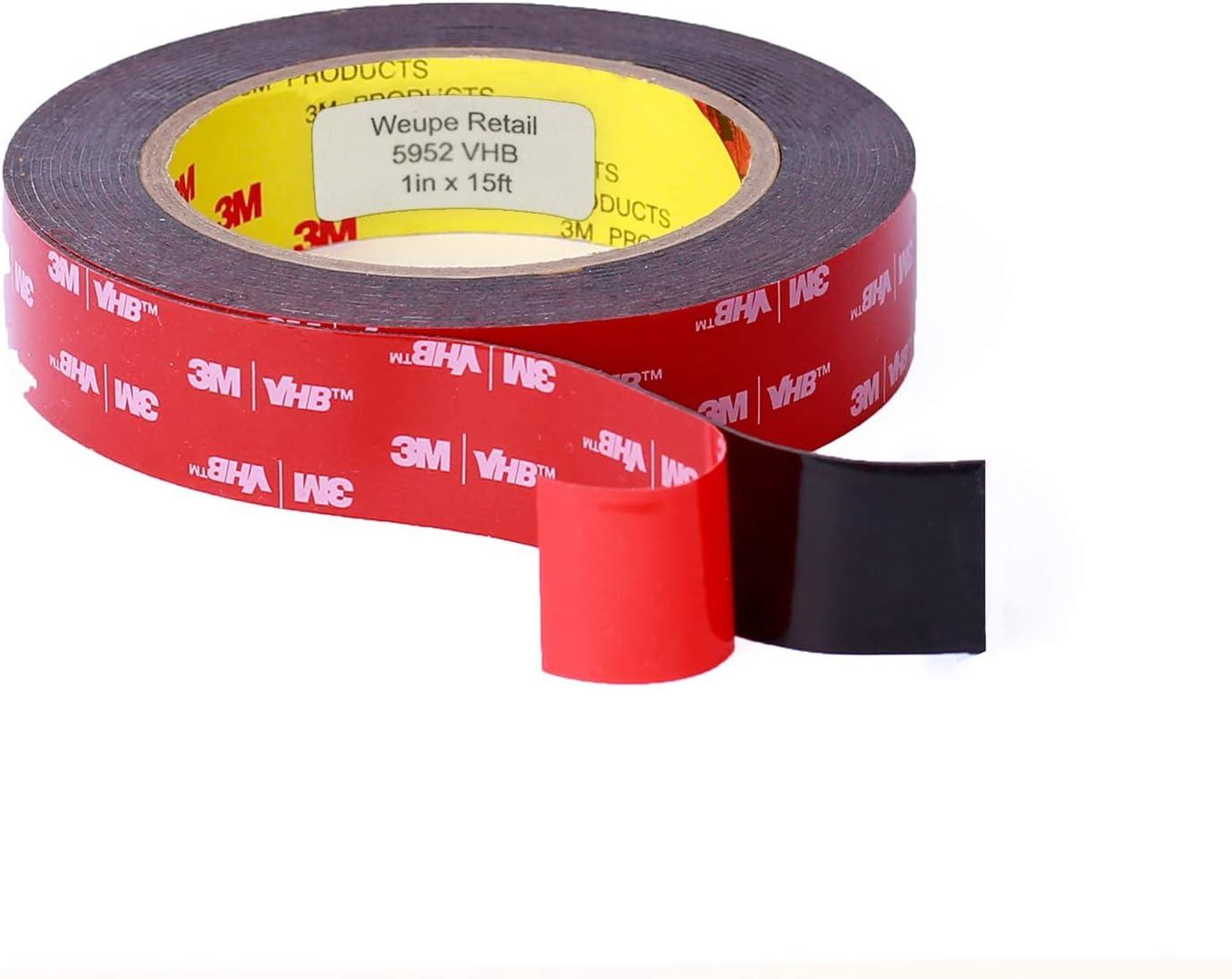 3M 5952 VHB Tape [45 mil / heavy duty mounting]: 1 in. x 15 ft. (Black) 