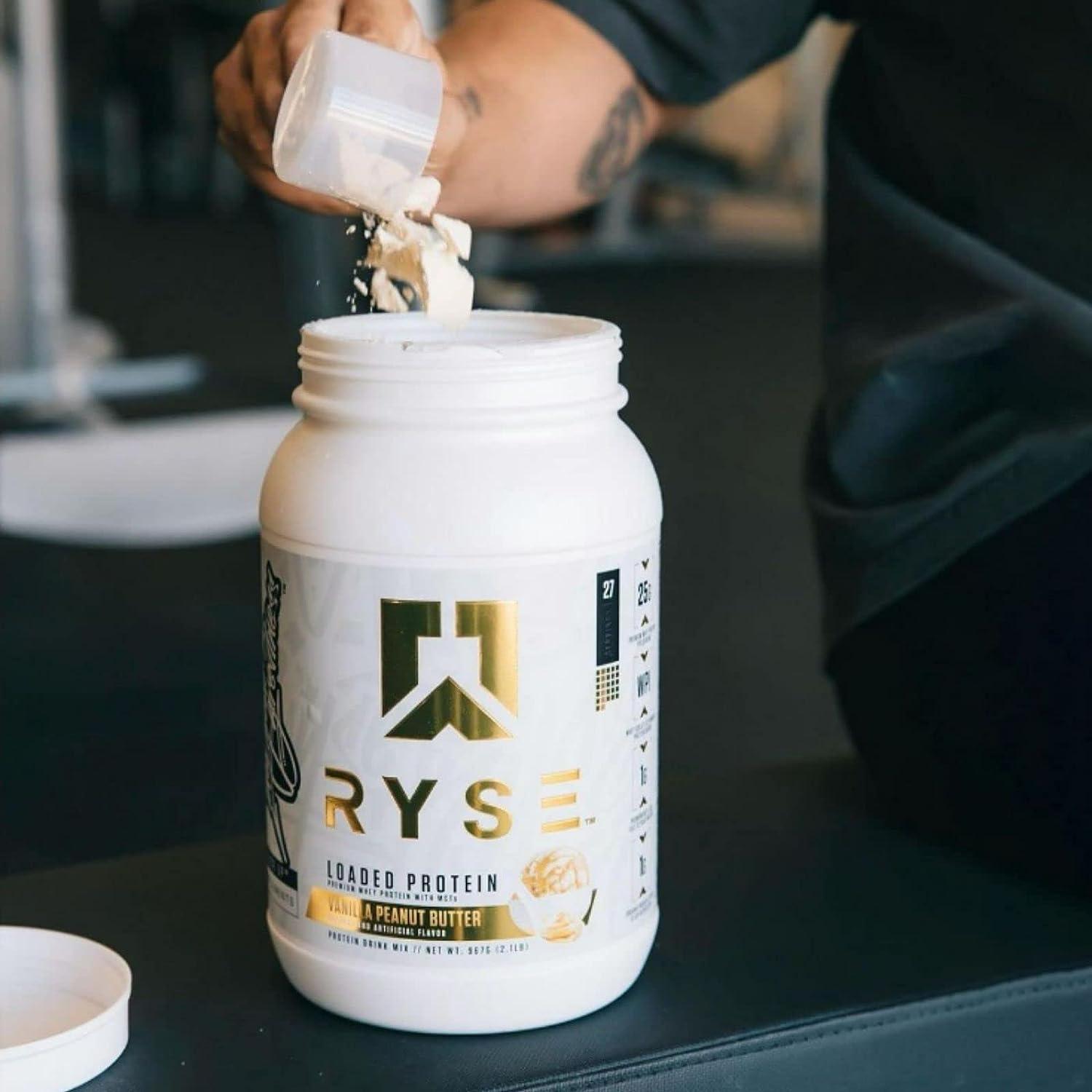 Ryse Loaded Protein Powder | 25g Whey Protein Isolate & Concentrate | with  Prebiotic Fiber & MCTs | Low Carbs & Low Sugar | 54 Servings (Peanut Butter