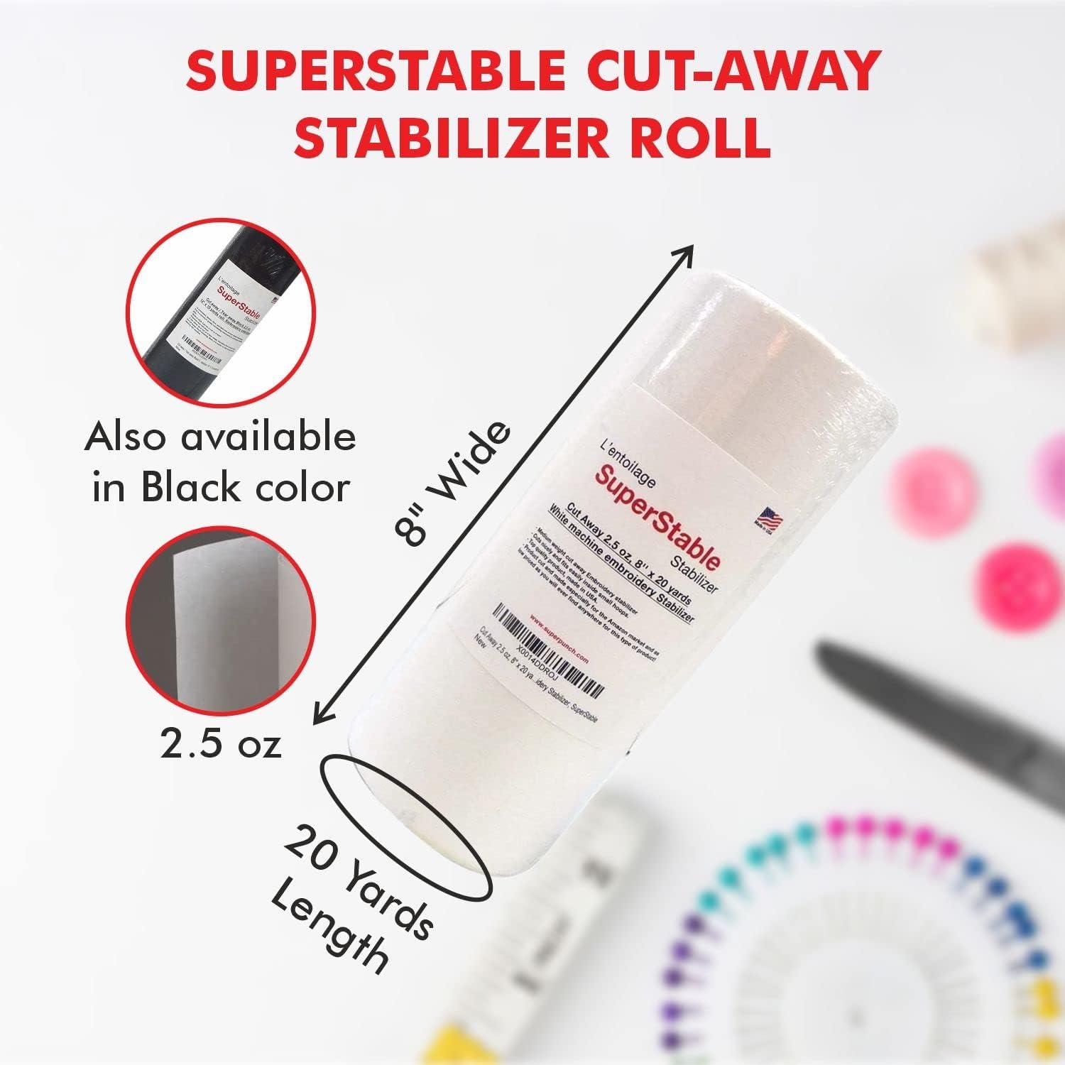 Cut Away Stabilizer Black 3.0 oz, 12 x 10 Yards Roll. SuperStable Embroidery Stabilizer