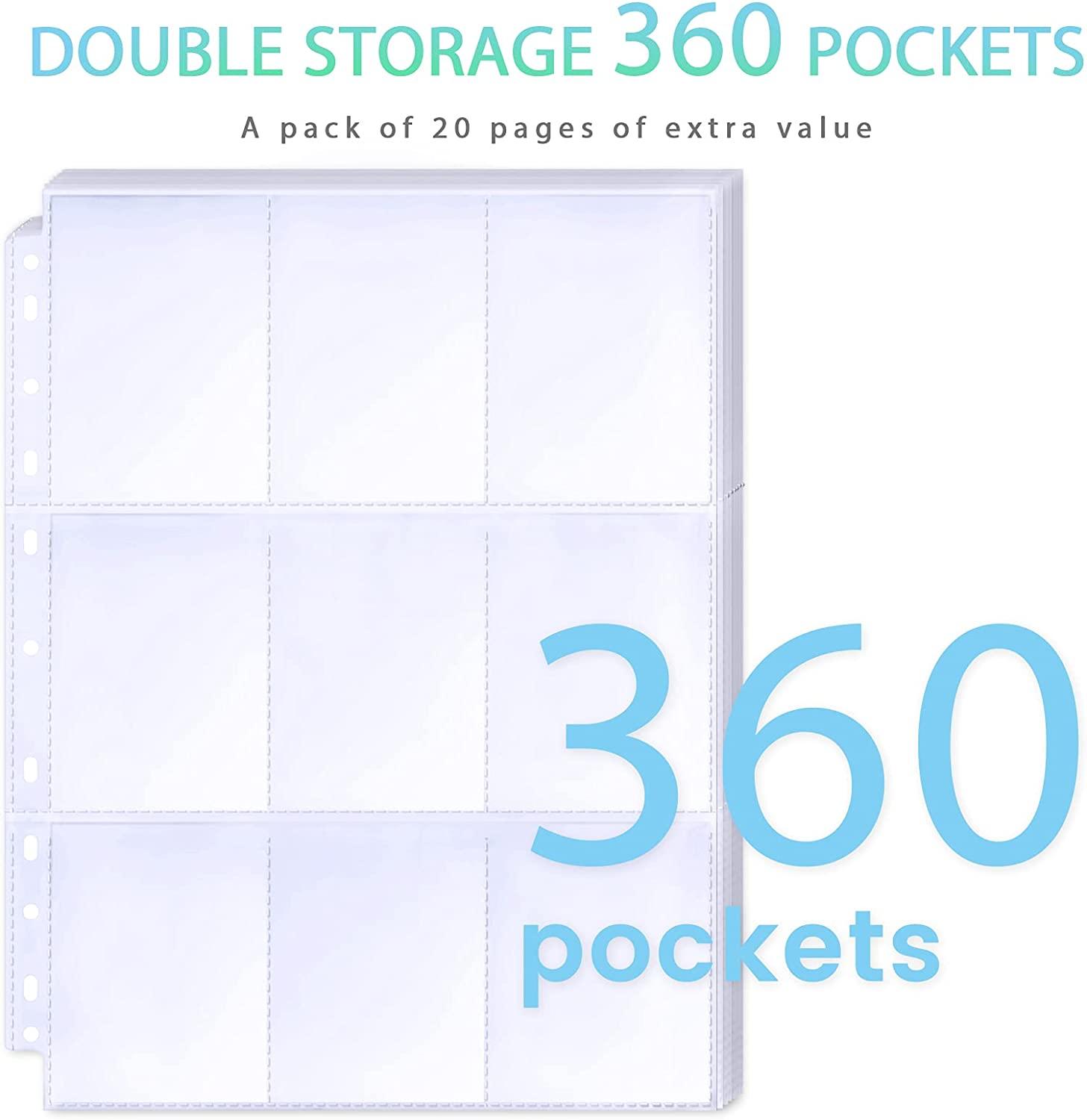 360 Pockets Binder Card Sleeves Double-Sided 9 Pocket Trading Card