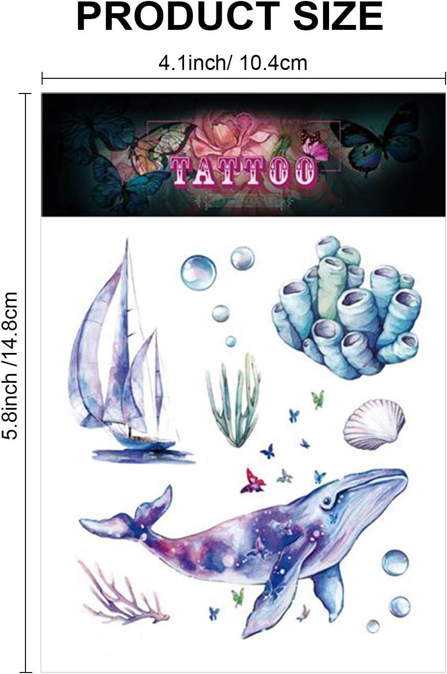 Konsait 120pcs Ocean Animals Temporary Tattoos for Kids Fake Sea