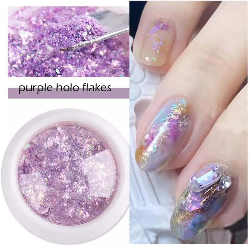 Holographic Glitter for Nails 6 Colors Nail Glitters for Acrylic Nails Nail  Sequins Nail Glitter Powder for Nail Designs Flakes Fine Glitter Acrylic