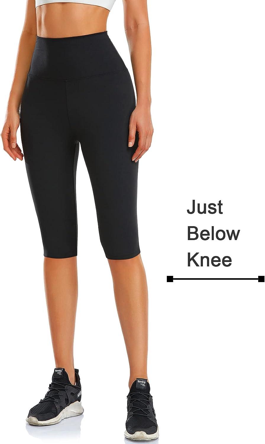 Women's Knee Length Leggings-High Waisted Capri Pants Biker Shorts for Women  Yoga Workout Exercise Short Casual Summer 01-black,black,black(pockets)  Large-X-Large