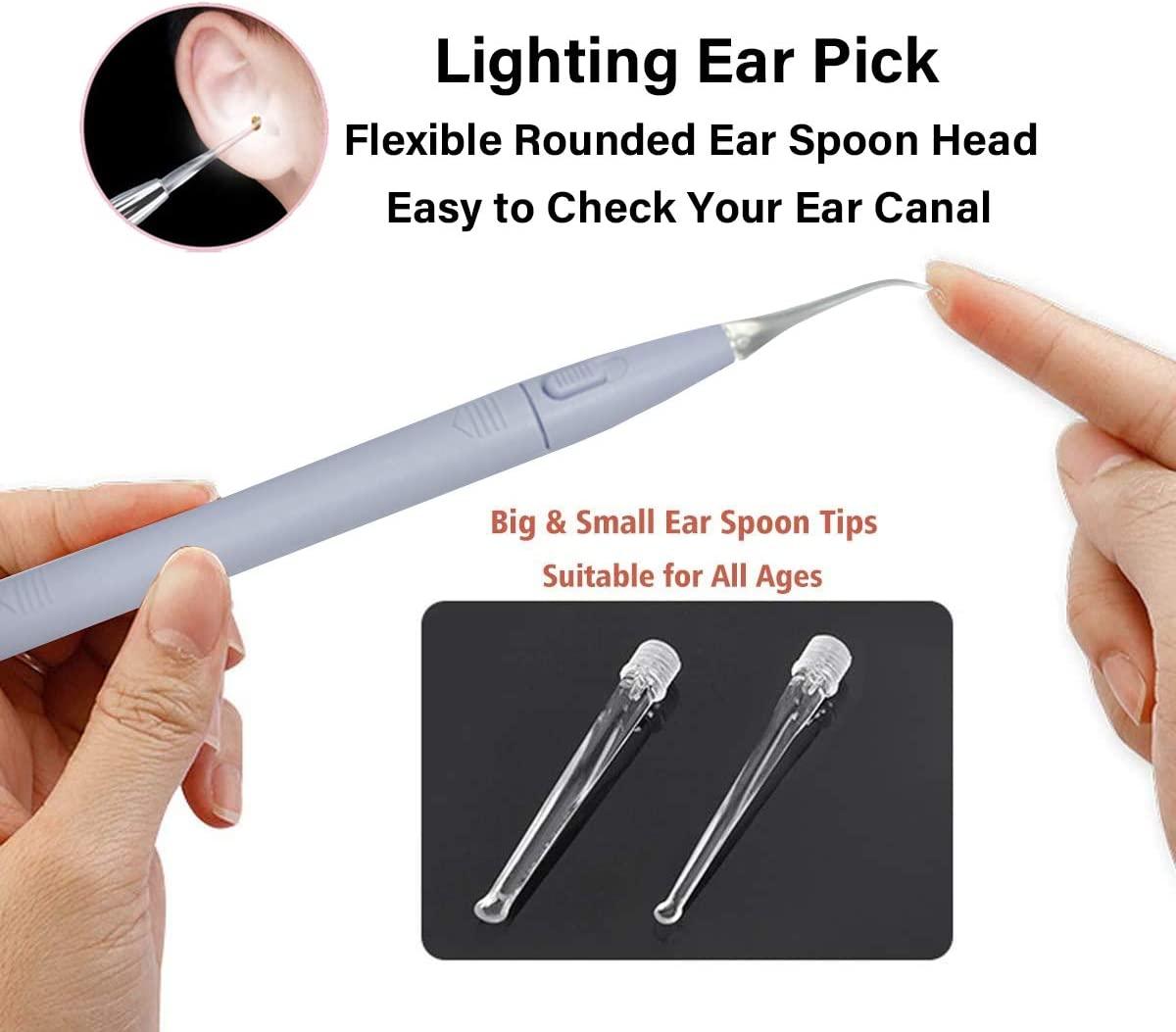 BOCOOLIFE Ear Cleaning Kit, Ear Wax Removal Tool Ears Cleaner, Ear Wash  Irrigation Kit with Lighted Ear Curette Pick,Ear Basin,30 Ear Tips,Cotton