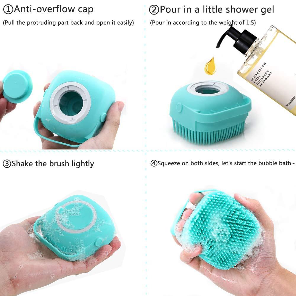 Silicone Body Scrubber AOLANS Massage Bath Brush Shower Sponge Liquid Soap  Dispenser Soft Bath Brush Body Scrubber for Children Women Men Reusable