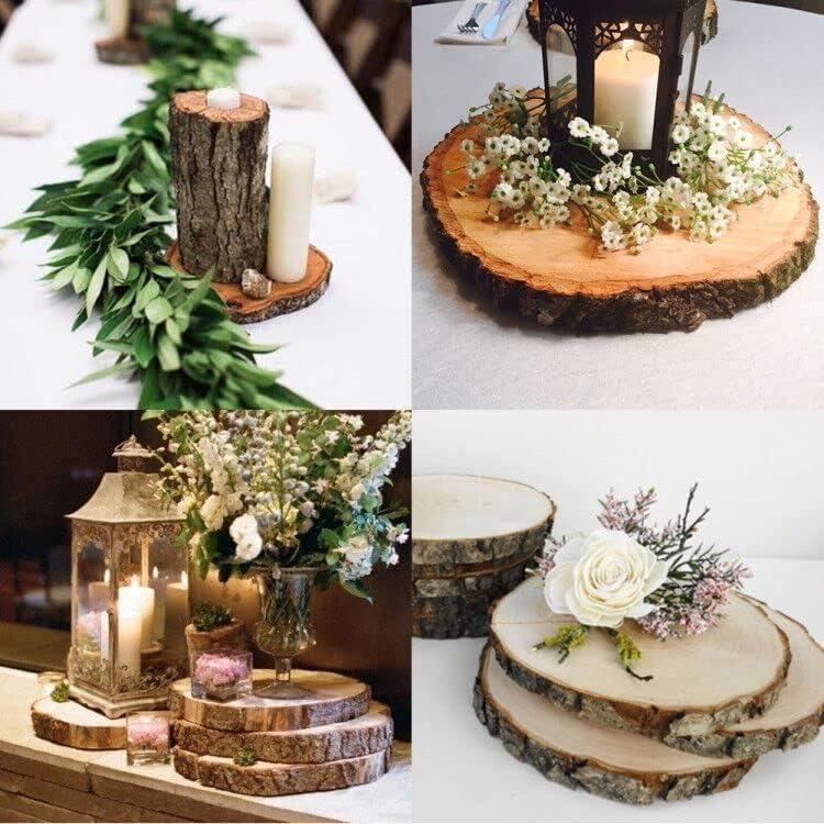 4 Pcs 10-12 Inch Large Wood Slices for Centerpieces Unfinished Rustic Wood  Slices for Wedding Wood Slabs for Table Centerpieces DIY Projects Wood
