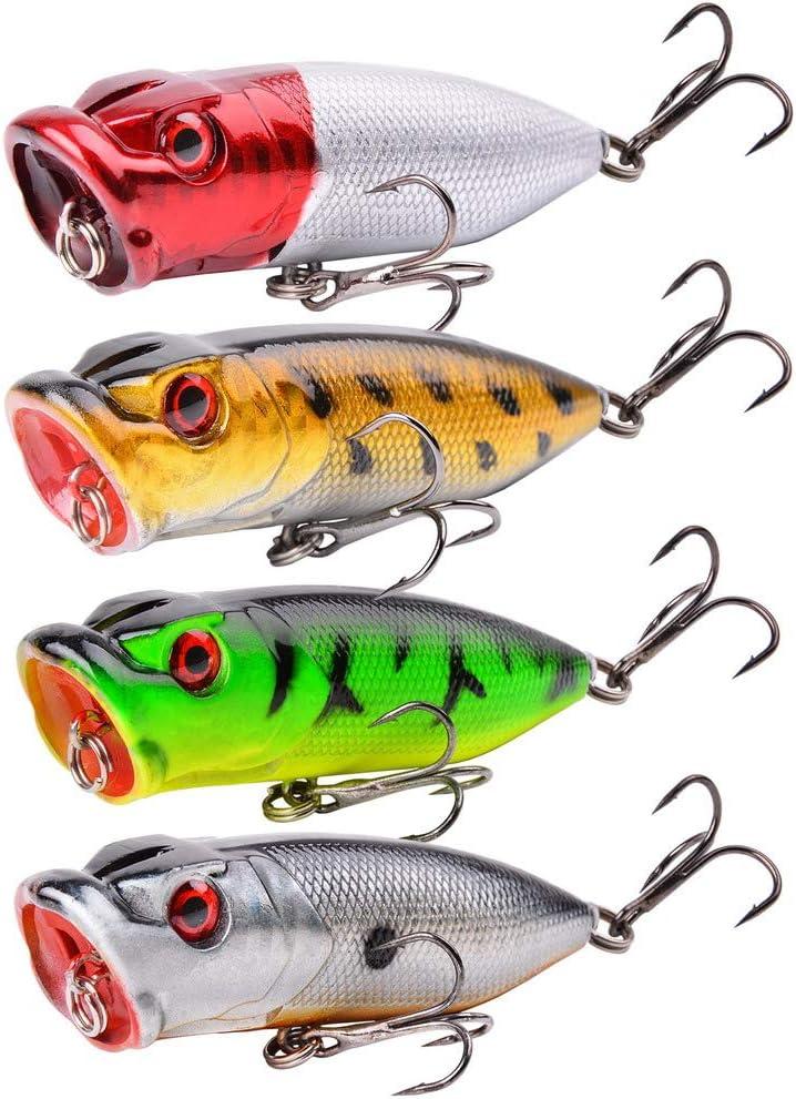 Aorace Fishing Lures Kit Mixed Including Minnow Popper Crank Baits with  Hooks for Saltwater Freshwater Trout Bass Salmon Fishing Item-A 20pcs