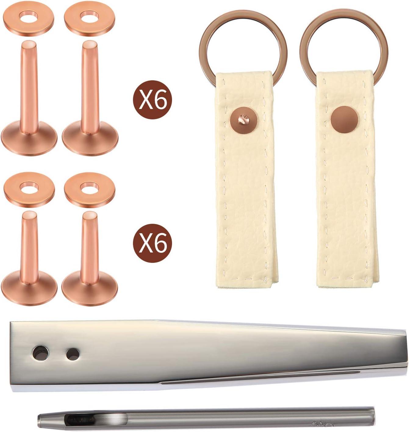 Copper Rivets with Setters, DIY Leather Craft Hand Made High Hardness  Copper Rivets Burrs Kit Resnce for Belt (Style C)