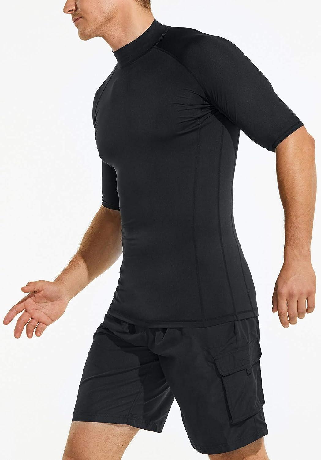 TSLA 1 or 2 Pack Men's Rashguard Swim Shirts, UPF 50+ Loose-Fit Short  Sleeve Shi 