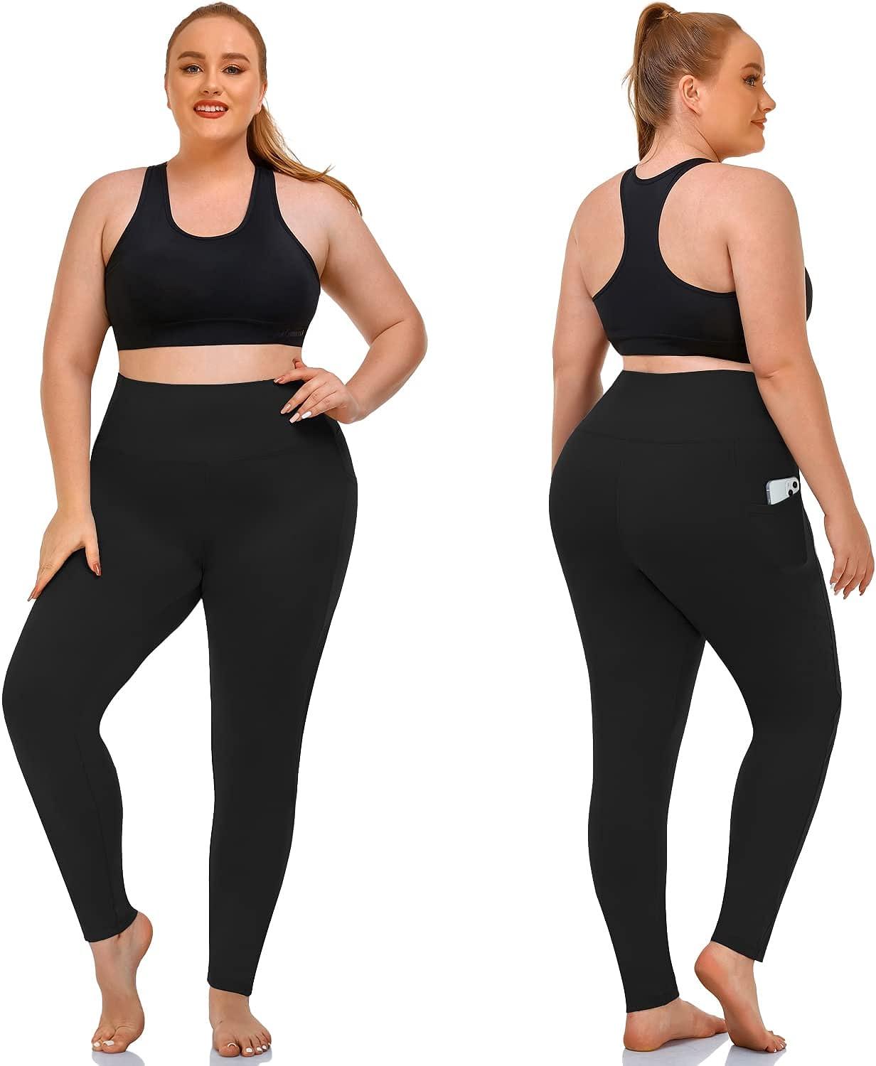 Plus Size Cropped Yoga Pants For Women Tummy Control Lift The Hip XL-4XL  Black Capri Leggings