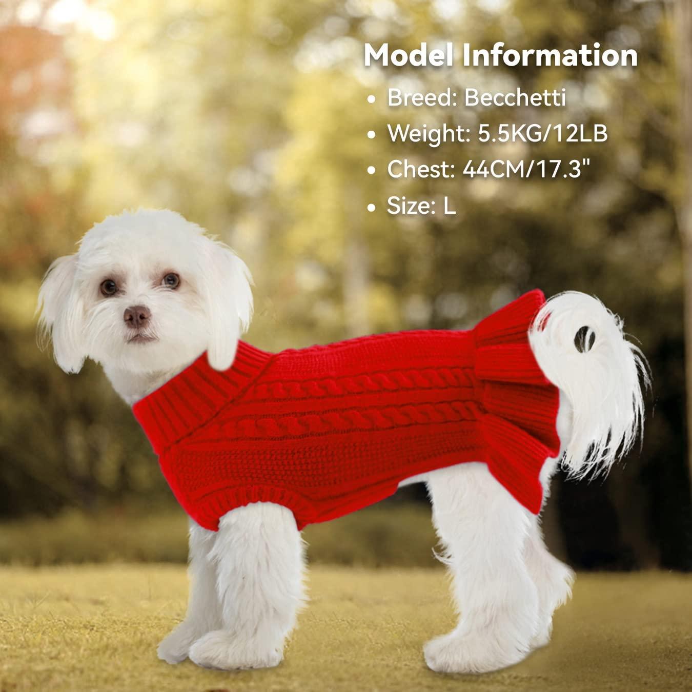 Christmas Turtleneck Dog Sweater Dog Clothes for Small Dogs Girl Red Medium