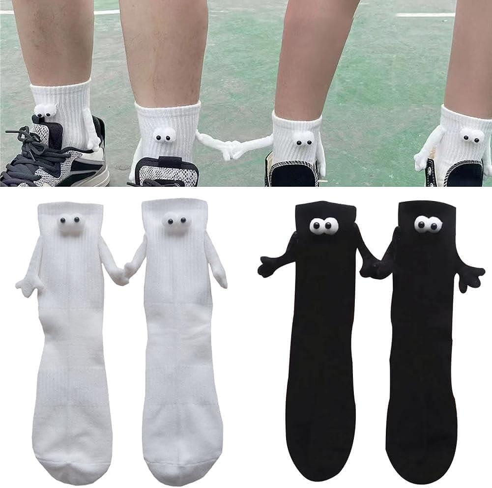 2pairs/set Hands Holding Magnet Socks, Novelty Personality Cute