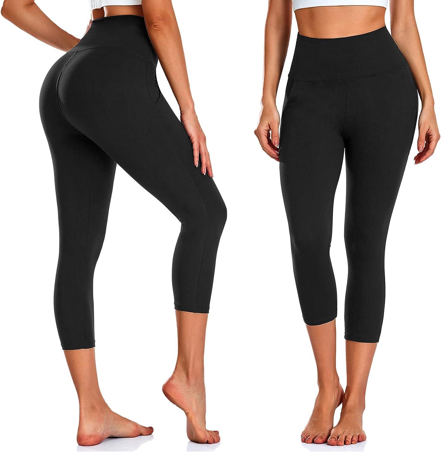 yeuG Plus Size Capri Leggings for Women-Stretchy X-Large-4X Tummy Control  High Waist Spandex Workout Black Yoga Pants(Black,Grey,X-Large)