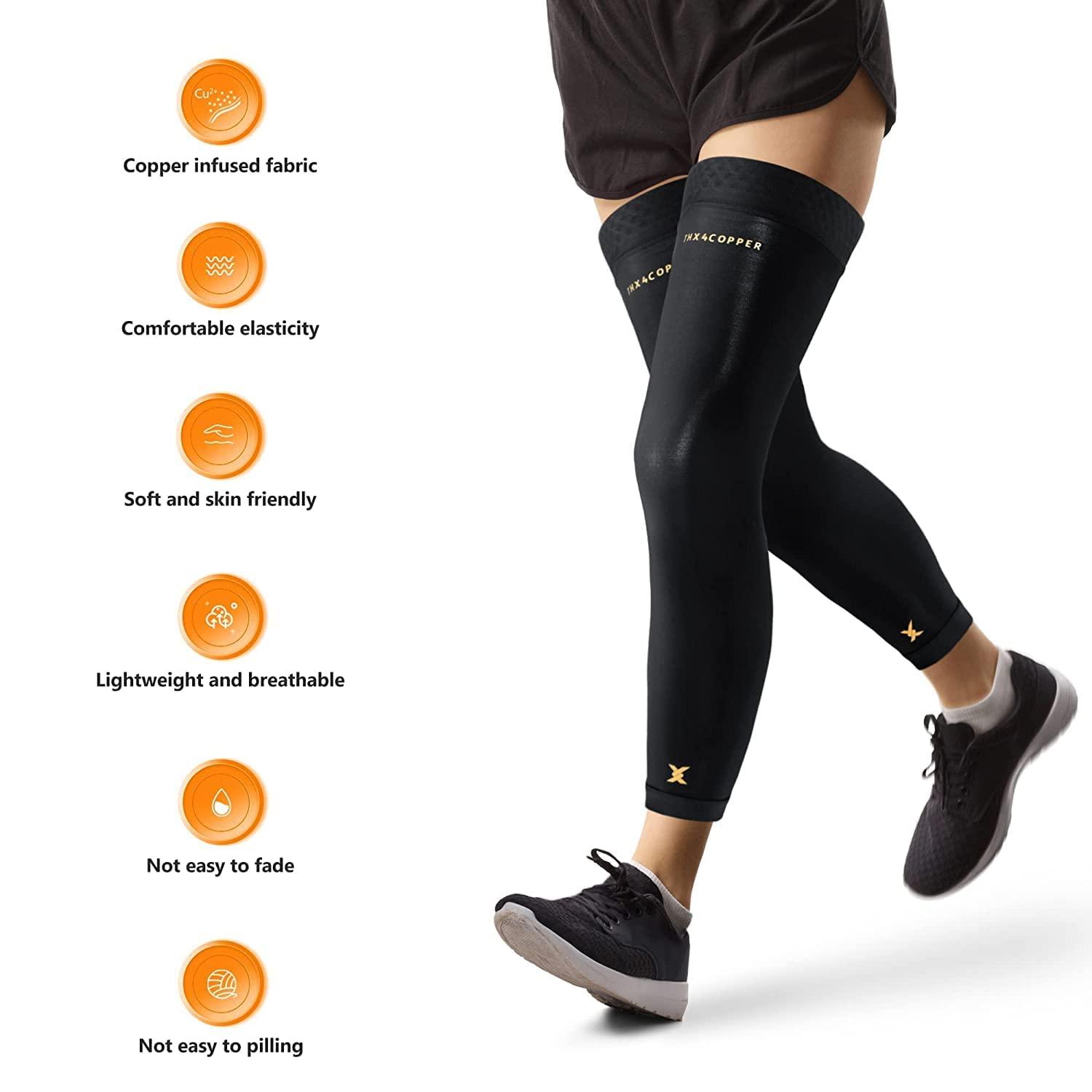 Copper Compression Full Leg Sleeve with Highest Copper Content for Men and  Women - Knee Brace Thigh Calf Support Socks