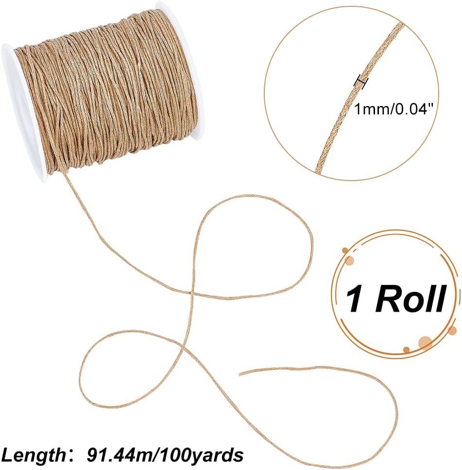  100 Yards Waxed Cotton Cord Thread 1mm Wax-Coated Beading  String Rope for Necklace Bracelet Braided Jewelry Making Leather Sewing  Macrame Vase Decor