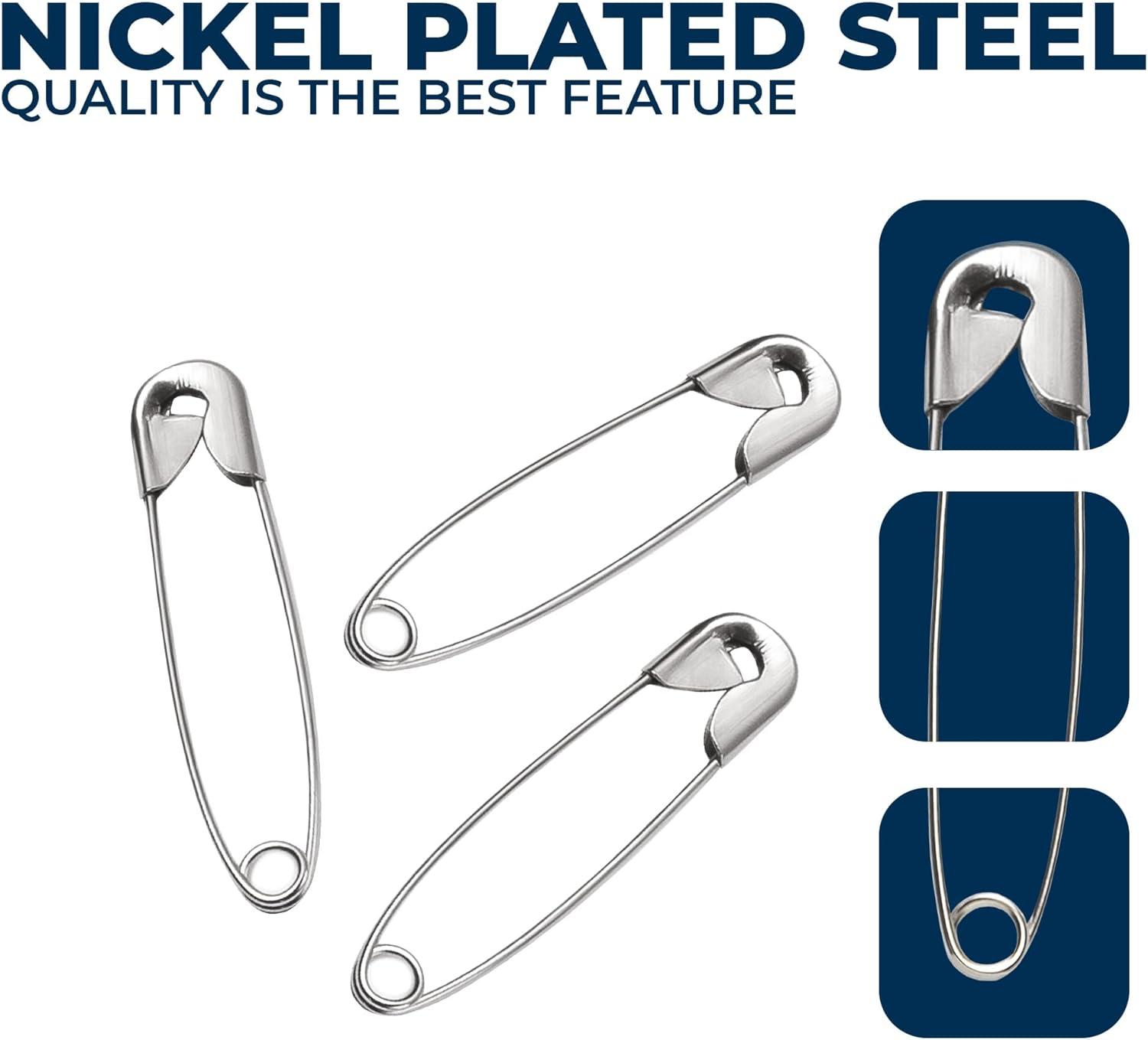 CLI Nickel Plated Steel Safety Pins Assorted Sizes Silver Pack Of