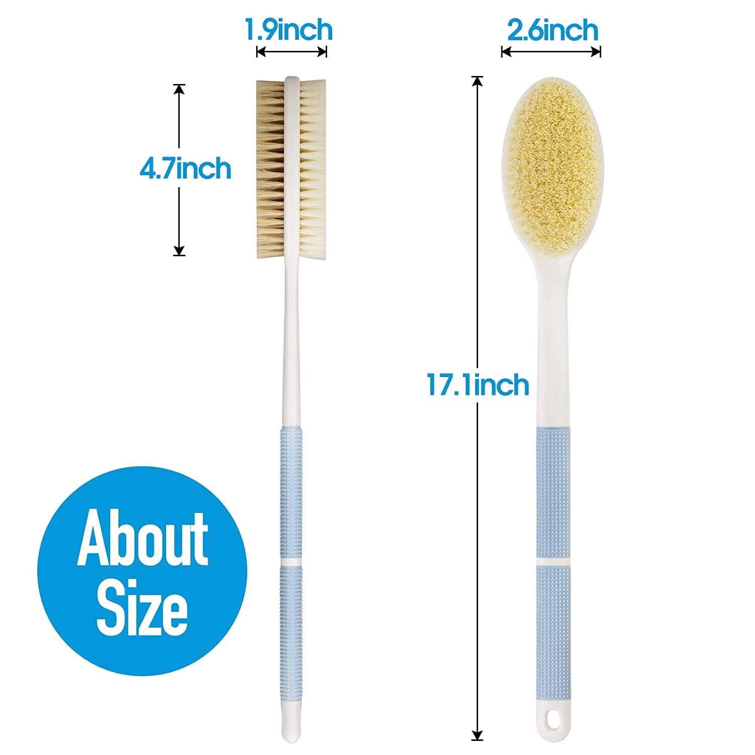  Backski Back Scrubber Anti Slip for Shower,Shower Brush Long  Handle with Stiff and Soft Bristles,Body Exfoliator for Bath or Dry  Brush(Blue) : Beauty & Personal Care