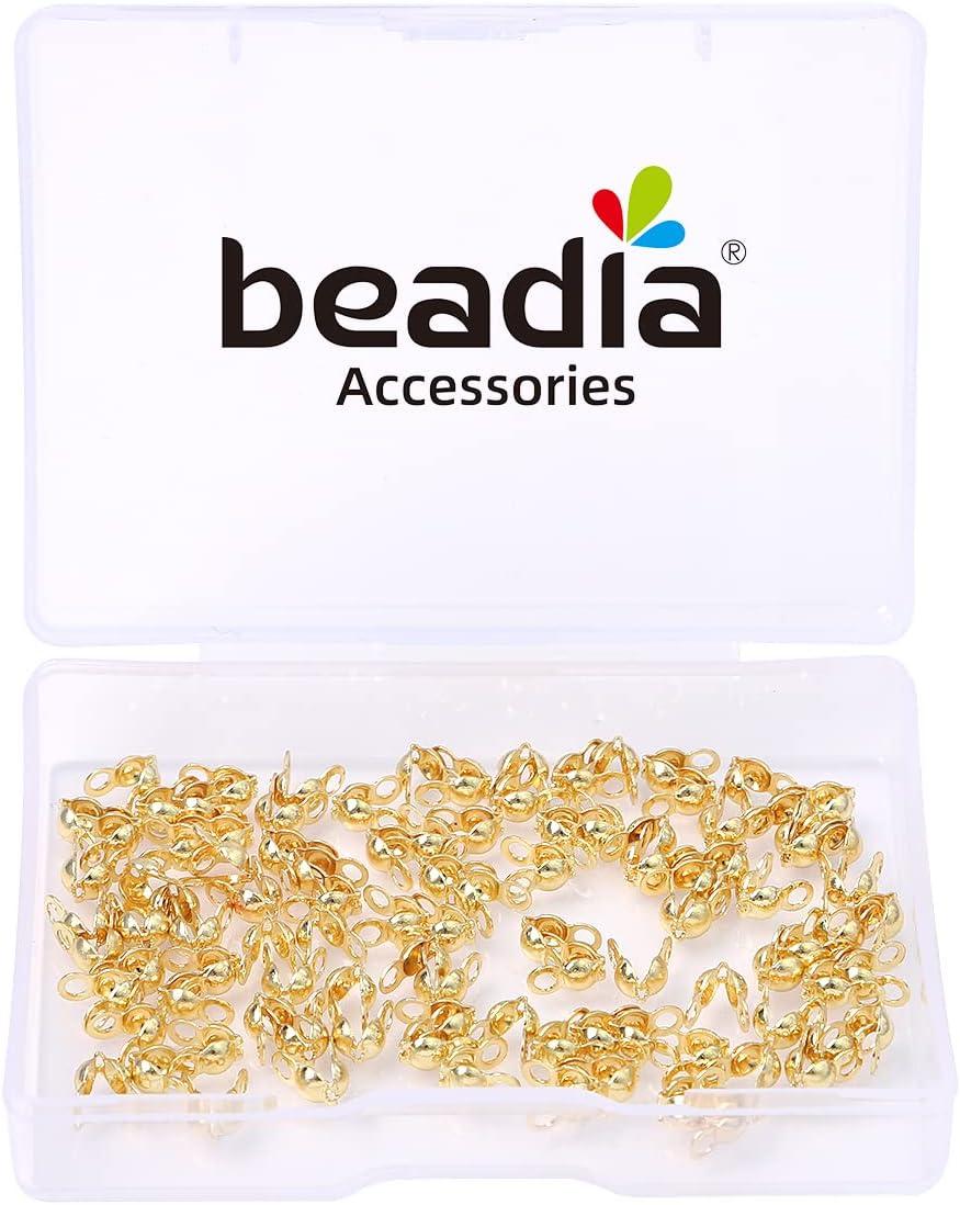  BEADIA 14K Gold Plated End Caps Non Tarnish 3x6mm