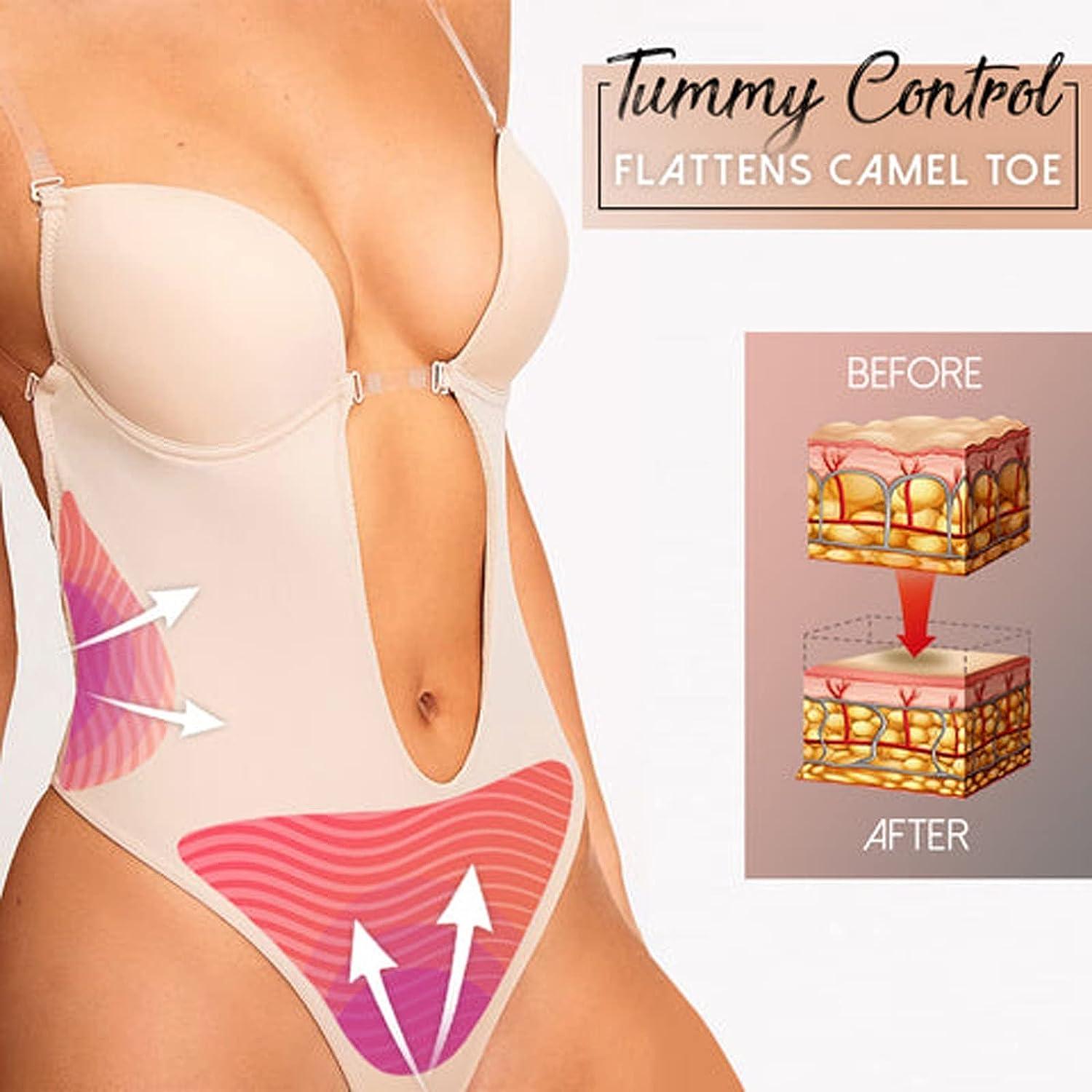 U Plunge Back Thong Shapewear Bodysuit for Women Fajas Tummy Control Body  Shaper