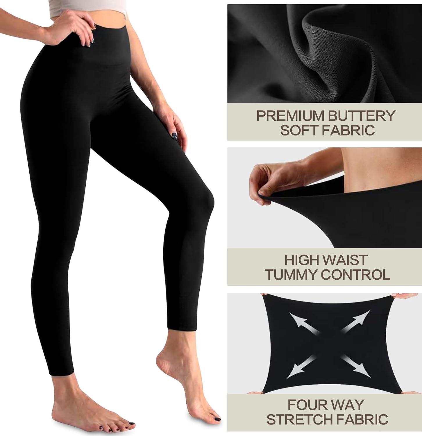 Wabjtam 3 Pack Leggings For Women Non See Through-workout High Waisted  Tummy Control Black Tights Yoga Pantss