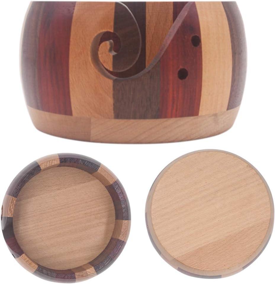 LAMXD Wooden Yarn Bowl Holder Rosewood with 12 pcs Bamboo Handle