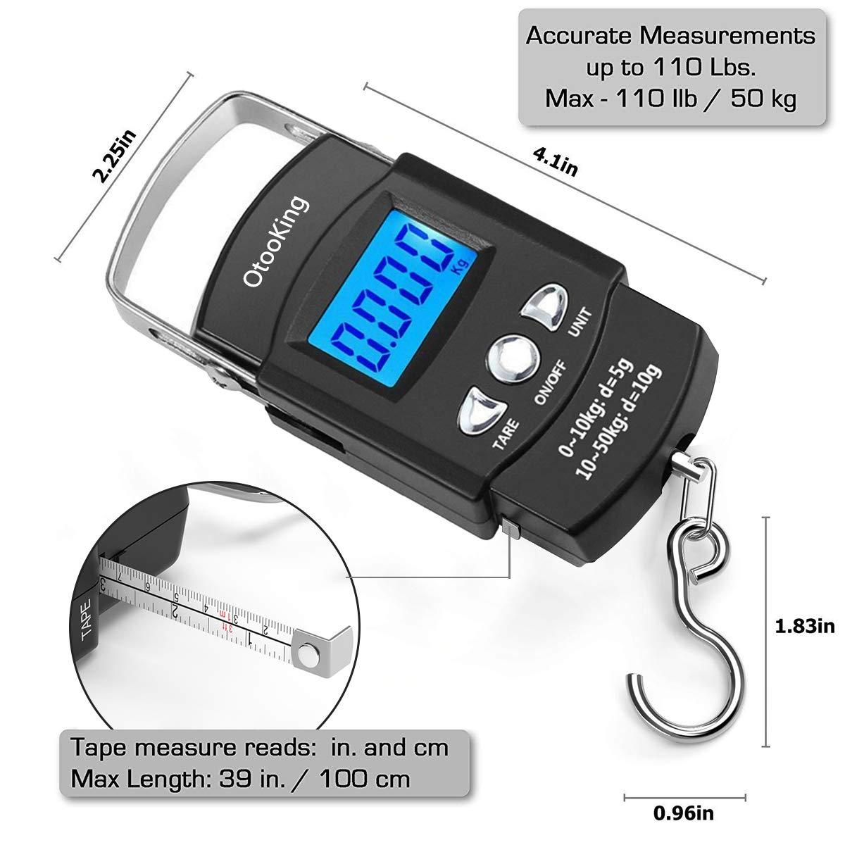 Digital Fish Scale Hanging Scale Fishing Scale, 110lb/50kg Luggage  Scale,upgrade Large Handle & Backlit Lcd Display, Postal  Scale,black,fishing Gifts