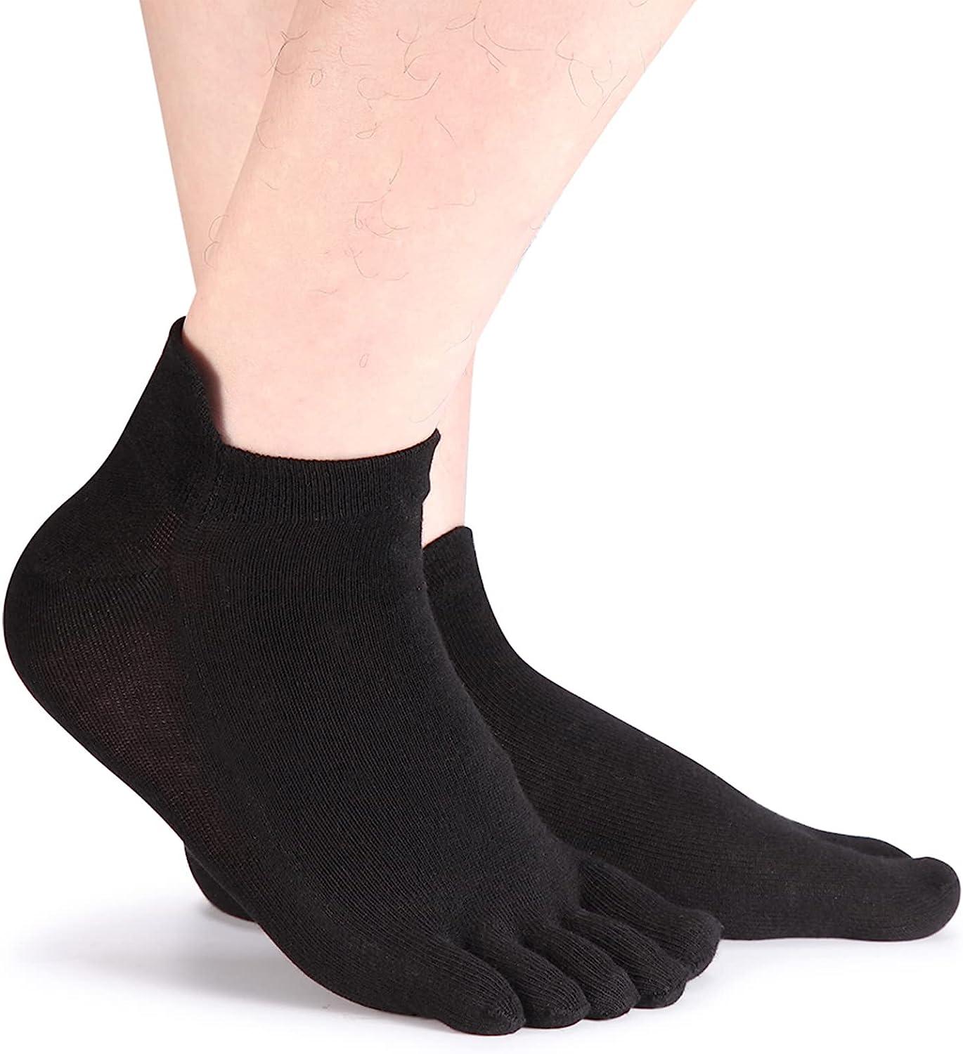 Toe Socks, 5 Fingers Cotton Mesh Wicking Socks Ankle Length Five