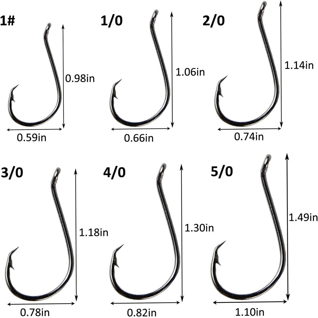 Hilitchi 270 Pcs 6 Sizes Fishing Hooks Offset Point Design in High Carbon  Steel Construction Circle Hooks with Luminous Fishing Beads and 6 Sizes