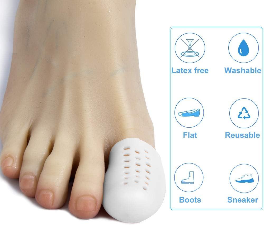 FirMate Big Toe Protectors 10PCS Gel Toe Caps Toe Covers with Holes  Silicone Toe Sleeves for Blisters Corns Hammer Toes Toenails Loss Friction  Pain Relief and More (White)