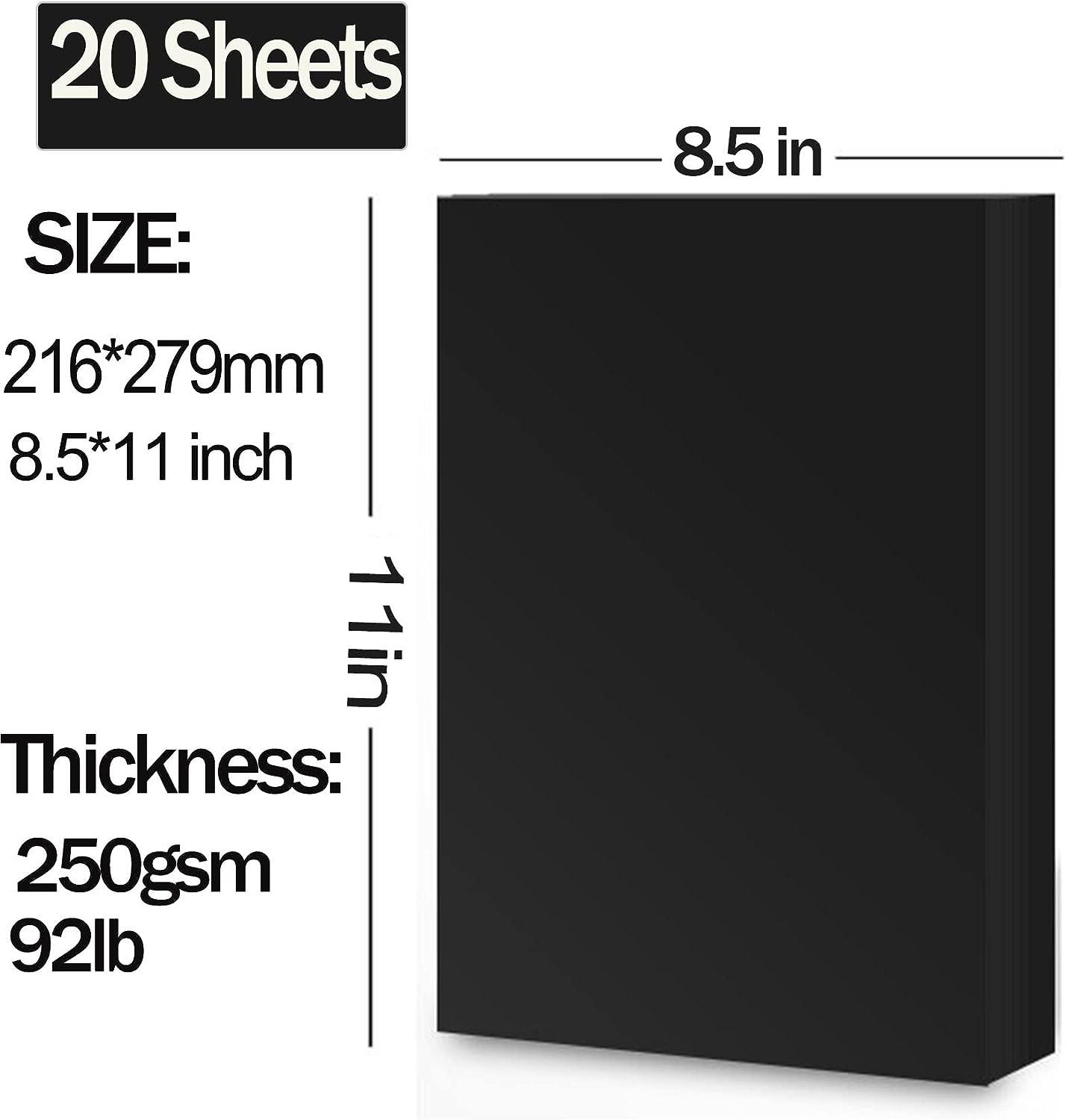 20 Sheets Black Cardstock 8.5 x 11 250gsm/92lb Black Cardstock Paper for DIY Arts Christmas Cards Making Black Craft Paper for Invitations Station