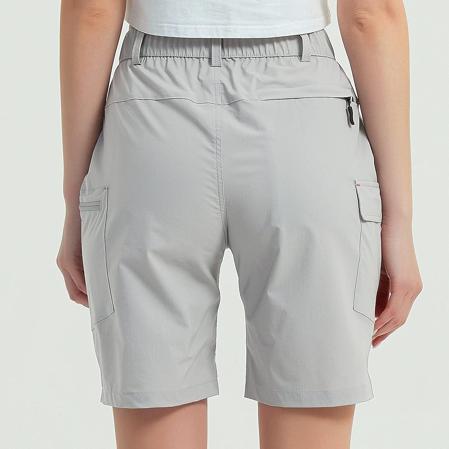 Nomolen Women's Hiking Cargo Shorts Lightweight Quick Dry Outdoor Golf  Travel Shorts for Women with Zipper Pockets UPF 50+ Light Grey Small