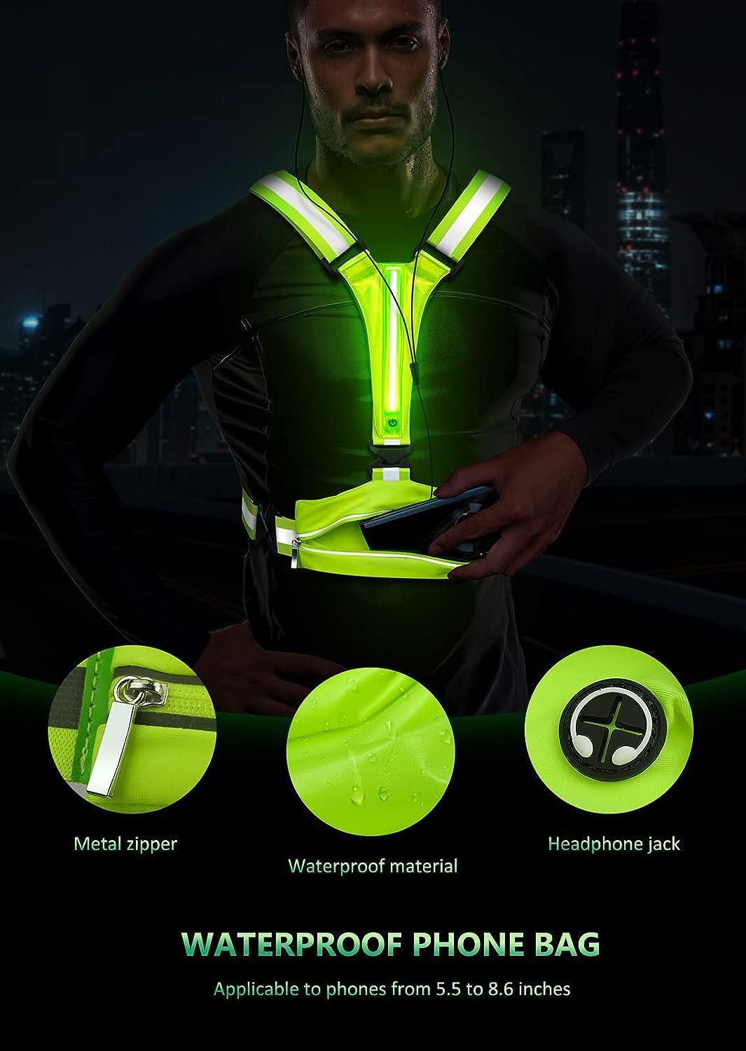 Led Reflective Vest Adjustable Rechargeable High Visibility Outdoor Night  Running Riding Walking Light Up Vest 