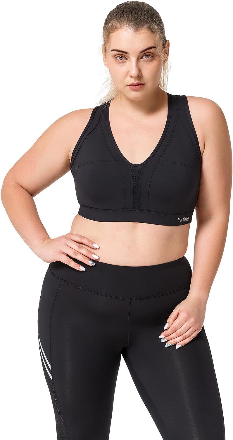 Yvette Zip Front Sports Bra - High Impact Sports Bras for Women Plus Size  Workout Fitness Running,Black,S at  Women's Clothing store