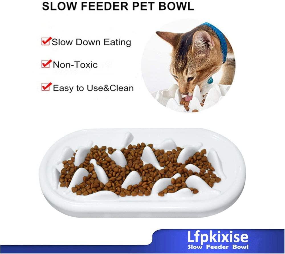 Upgraded Slow Feeder Cat Bowls, Fun Pet Feeder Bowl Stopper