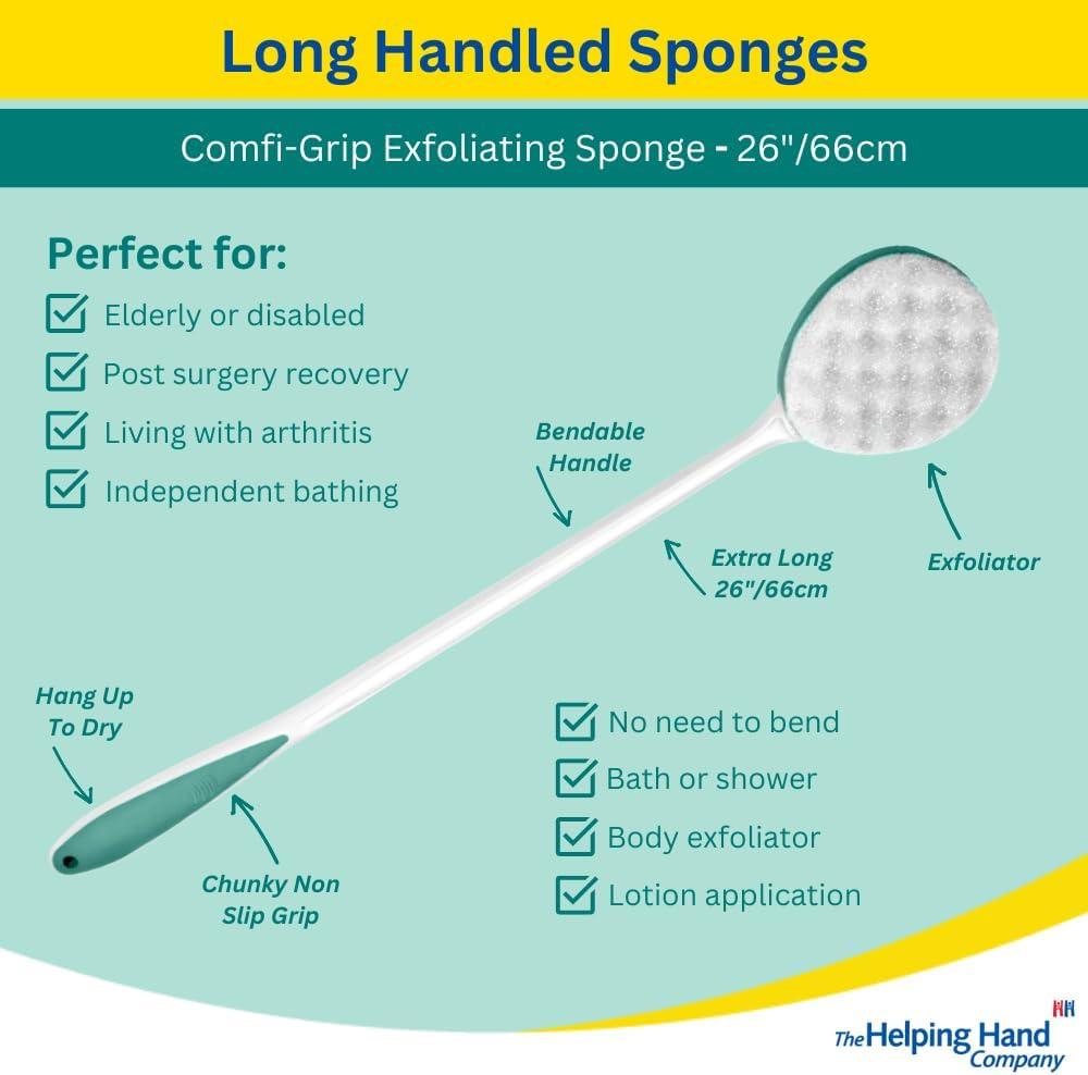 Helping Hand Comfi Grip Foot Sponge : long handle toe cleaning sponge