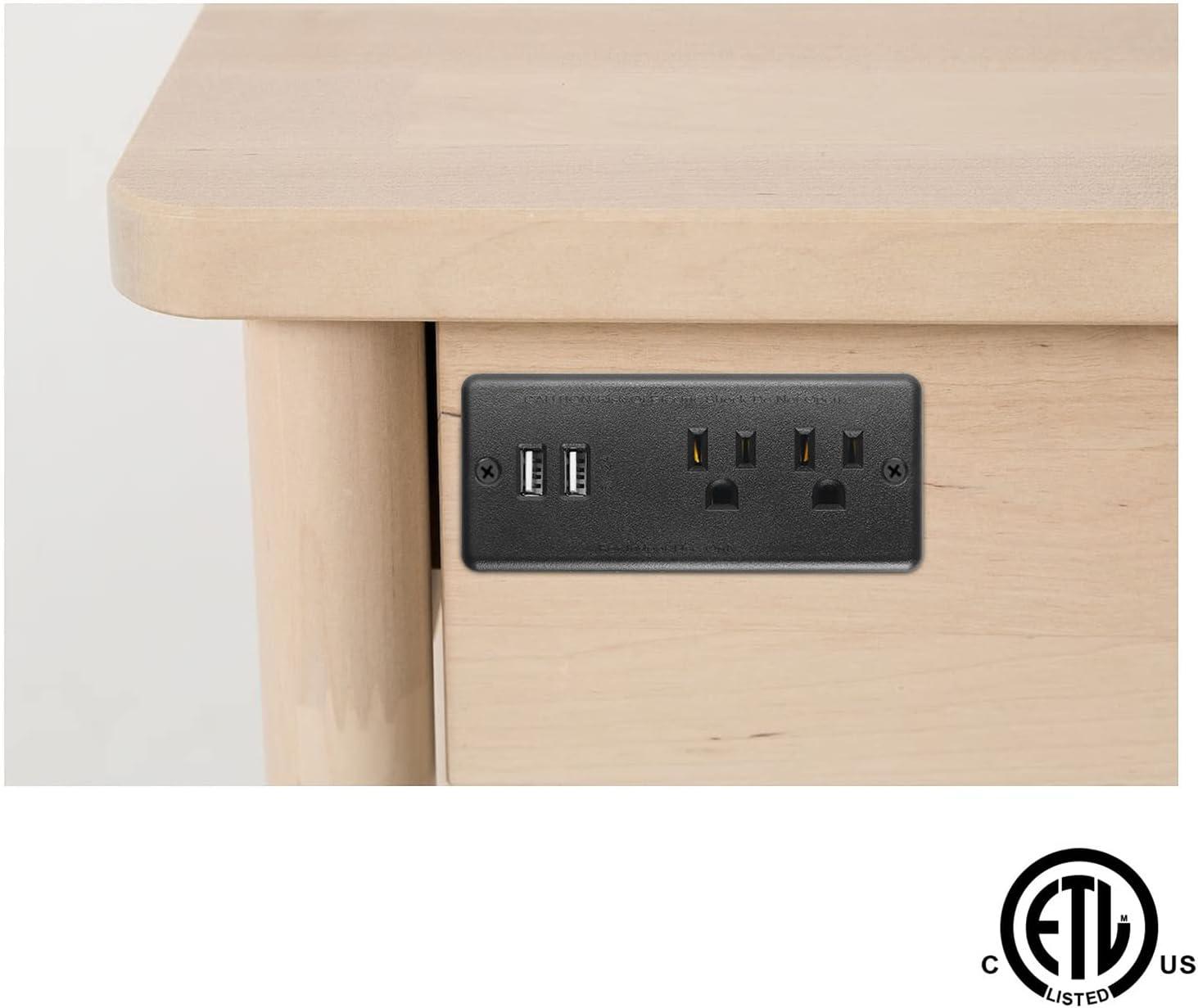Recessed Power Strip Flat Plug Desk Outlet with USB ETL Listed