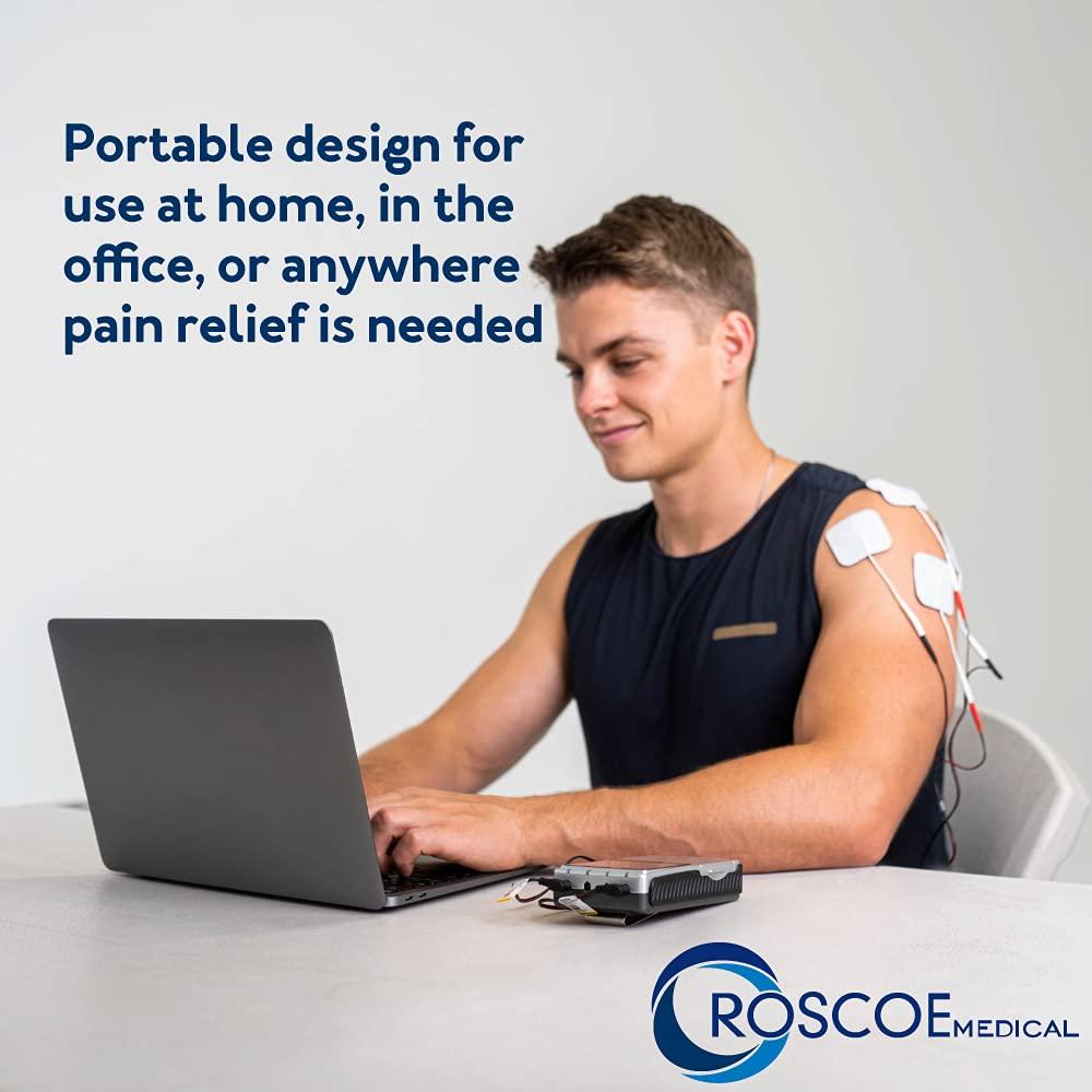 Roscoe Medical TENS Unit and EMS Muscle Stimulator - 4-Channel OTC TENS  Machine for Back Pain Relief, Lower Back Pain Relief, Neck Pain, Includes