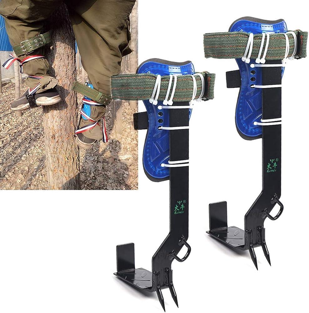 Tree Climbing Spikes 2 Gears Pole Climbing Tool Strap Rope Adjustable  Safety Rescue Harness Belt and Foot Buckle 