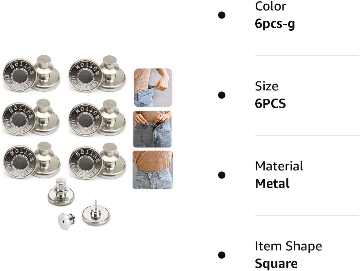 genbz 18PCS Metal Collar Buttons Extenders Elastic Button