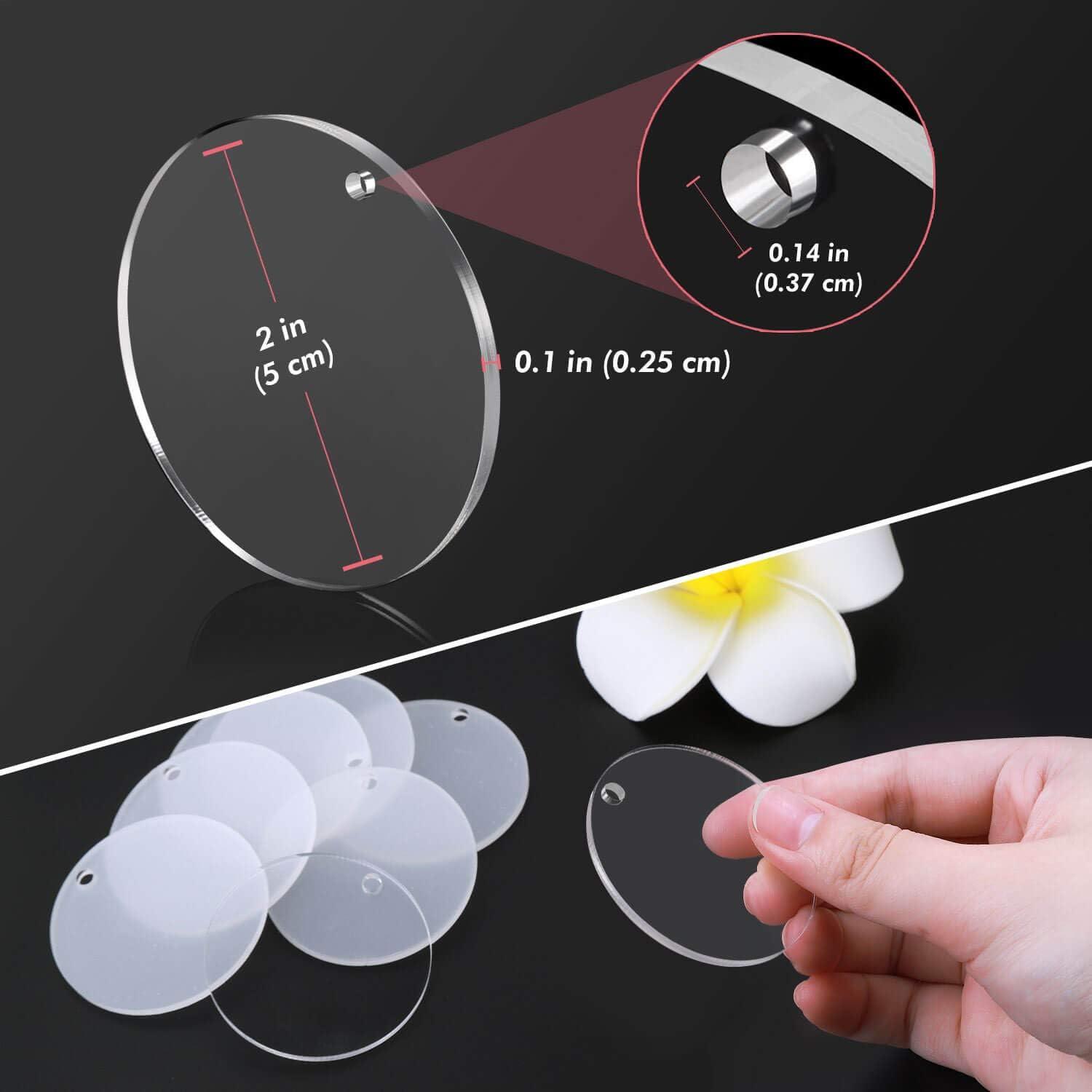 50Pcs - 1.5 Circle Clear Acrylic Blanks Shapes with Holes
