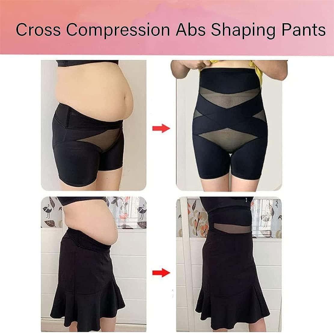 Cross Compression Abs Shaping Pants for Women Tummy Control Butt Lift  Slimming Body Shaper Beige Medium