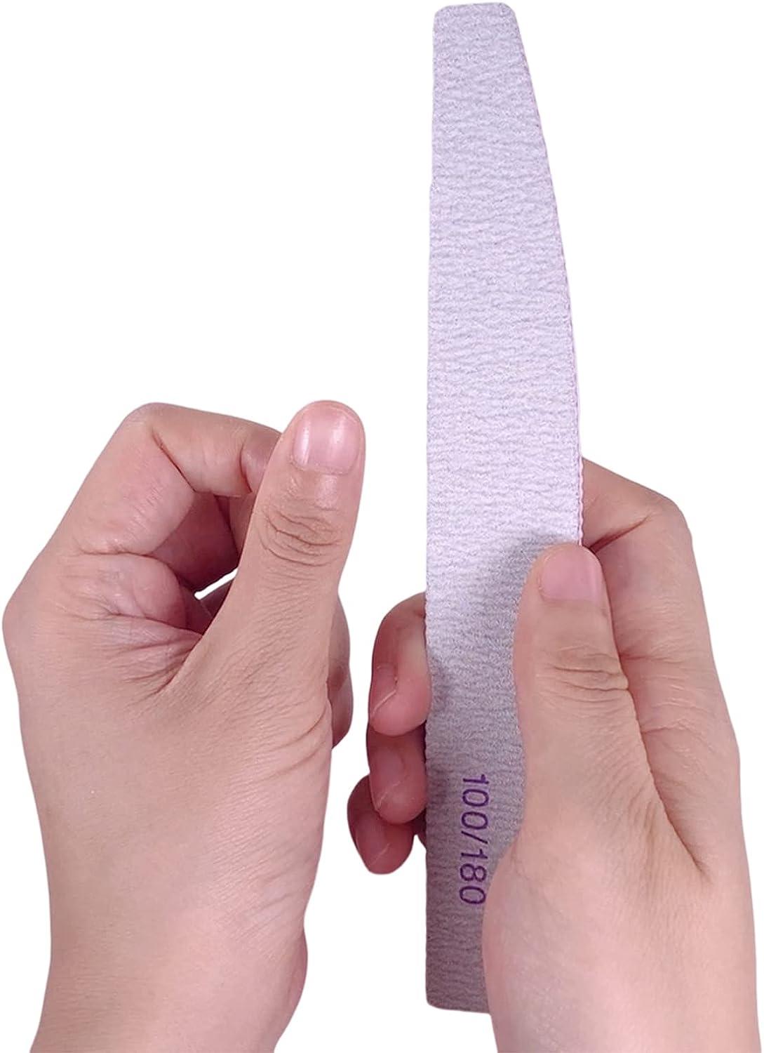 100/180 Grits Nail File Sandpaper Sanding File Double Side of Polishing  Files for Manicure Buffers Half Moon Lime Nail Tools