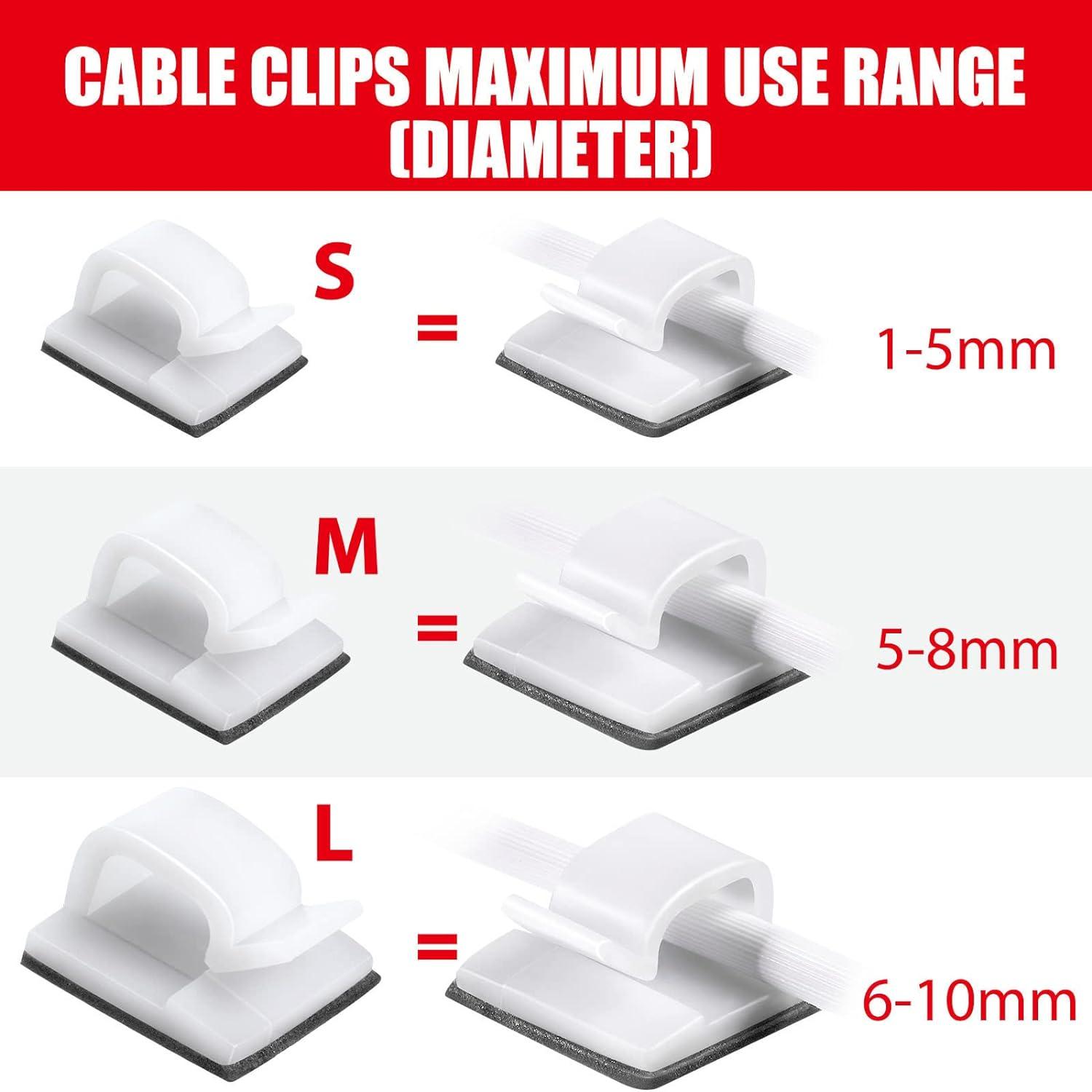  60PCS Cable Clips, KGROTE Outdoor Wire Clips Adhesive Cable  Hooks Cord Organizer Holder Christmas Light Clips For Desk, Wall Cable  Management, String Lights, Fairy Lights, Decorations Hanging