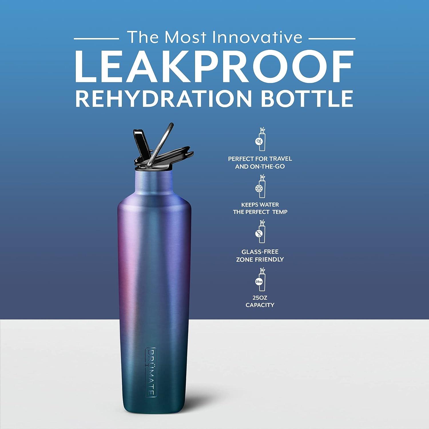 BrüMate ReHydration - 100% Leakproof 25oz Insulated Water Bottle with Straw  - Stainless Steel Water Canteen (Aqua)