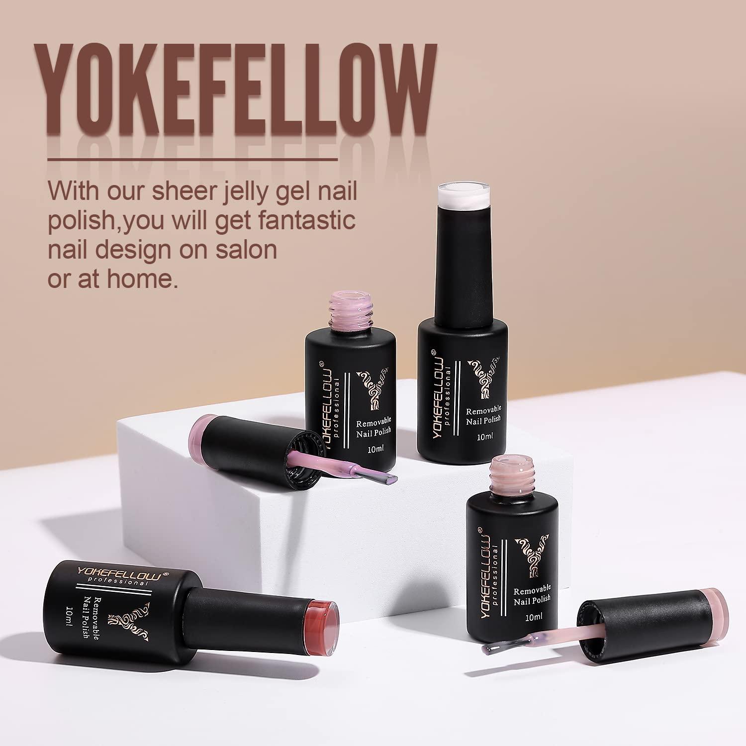 YOKE FELLOW Jelly Gel Nail Polish, 1 Pcs Neutral Jelly Pink UV Led Cure  Soak Off Gel Polish for Nail Art DIY Manicure at Home for Women Girls 0.33  fl