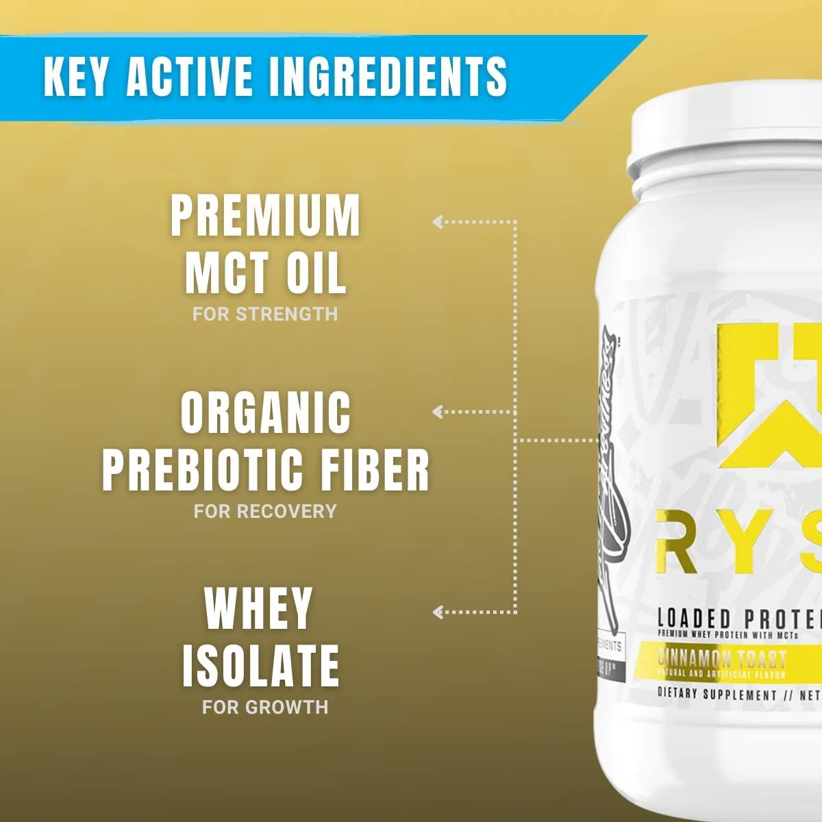 Ryse Loaded Protein Powder | 25g Whey Protein Isolate & Concentrate | with  Prebiotic Fiber & MCTs | Low Carbs & Low Sugar | 27 Servings (Fruity