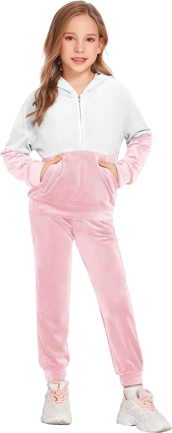  Arshiner Girls Velour 2 Pieces Tracksuits Outfits Athletic  Hoodies Sweatshirts and Sweatpants Athletic Clothing Sets : Clothing, Shoes  & Jewelry